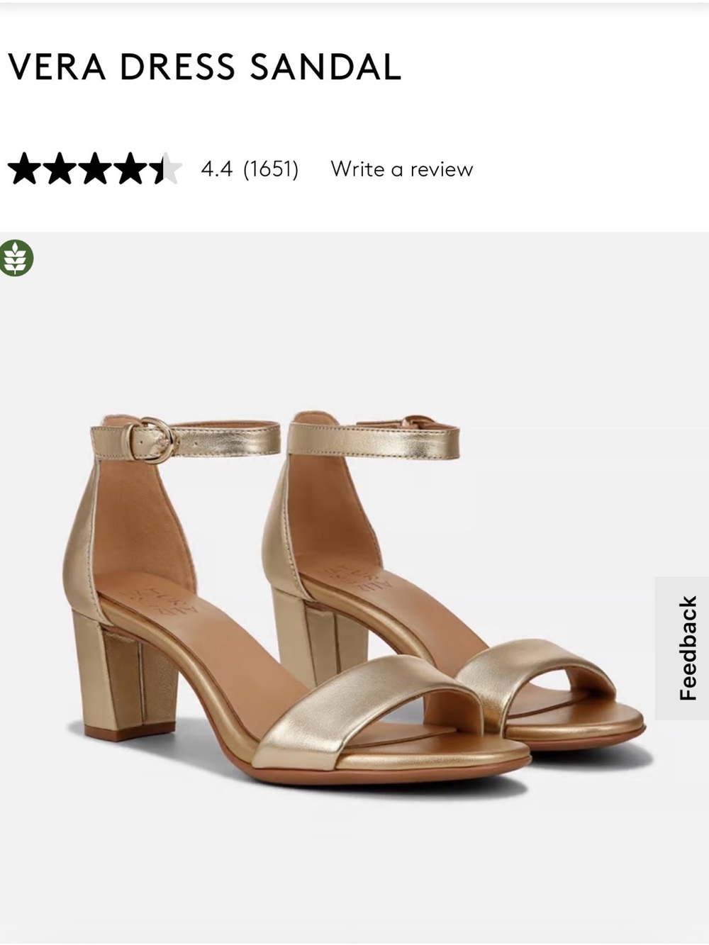 Naturalizer Gold Ankle-Strap Block Heel Sandal